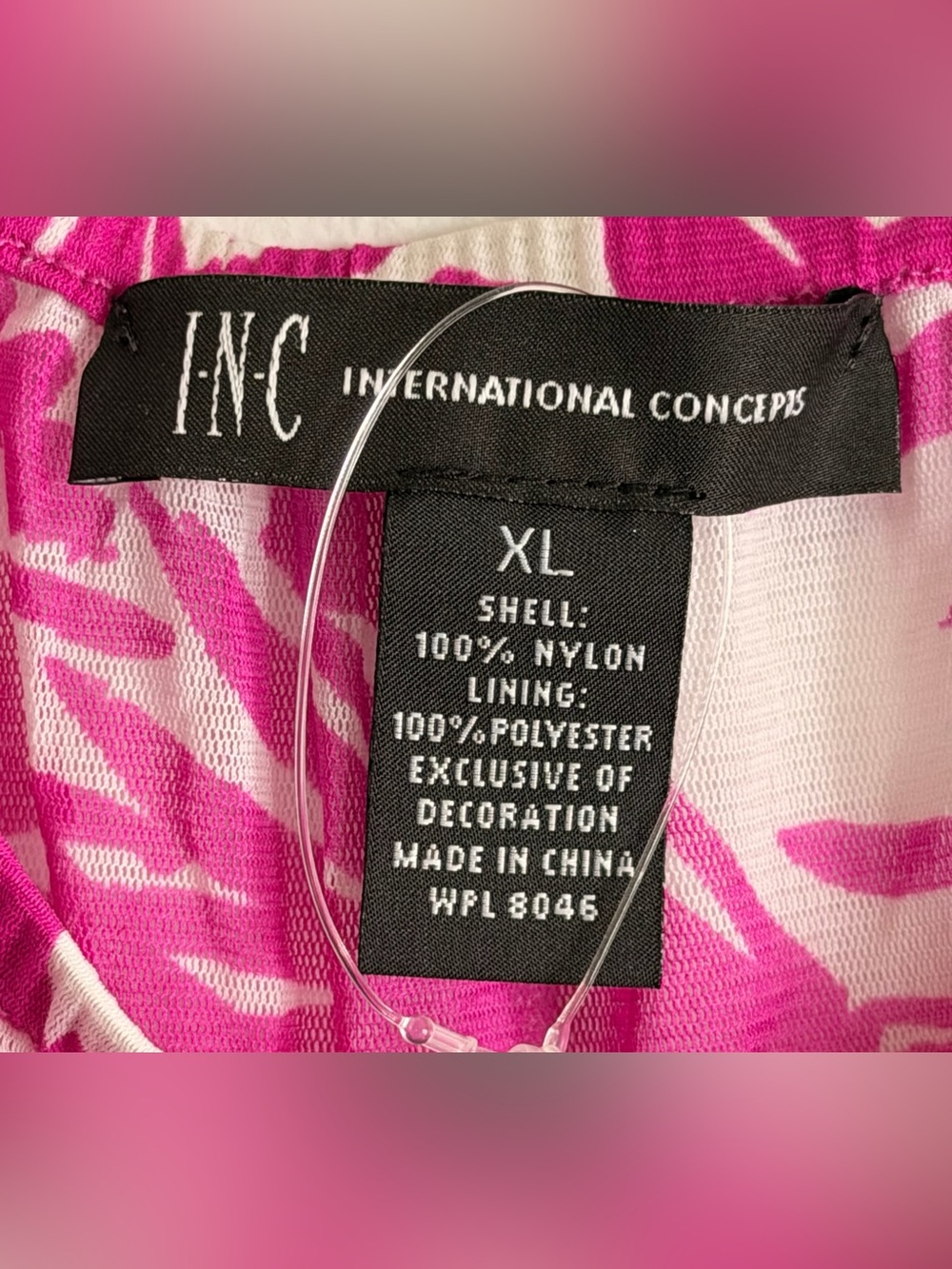 INC International Concepts Pink and White Printed Women’s Top